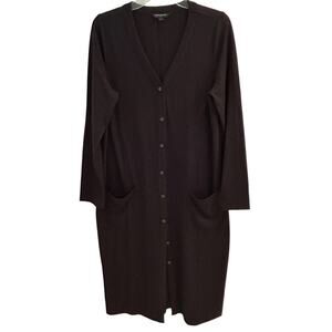 Banana Republic Button Down Midi Shirt Dress Black Size Large